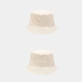 Cream embroidered bucket hat with smile face and Night Call text detailing - M (56-58cm) / Beige