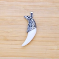 Eagle head resin tooth pendant for men featuring a bold silver eagle sculpture design - Eagle Head Style Pendant