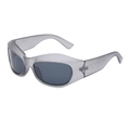 Steampunk Y2K futuristic gray translucent sports sunglasses with triangle metal detail - C8 Translucent Grey Full Grey