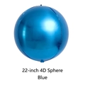 Spherical 22-inch 4D metallic blue aluminum foil balloon for party and holiday decor - 22 Inch 4D Ball / Blue