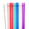 Pajitas reutilizables de plástico con purpurina de colores y cepillo de limpieza - 12 Piezas + 1 Cepillo (23cm) / Multicolor