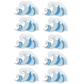 Macro view of 10-piece ocean wave embroidery patches arranged in a clean grid - Wave Combination (Style C) / Embroidery Patch Set