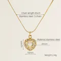 Goldene Herzanhänger-Halskette aus Edelstahl mit Zirkon-Inlay und 45 cm Kette - Gold mit weißem Stein