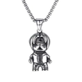Titanium steel necklace with cute cartoon character pendant in silver finish - Robot Cartoon Style