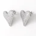 Pendientes de botón con forma de corazón y circonitas cúbicas con baño de oro de 18k - Pendientes de Botón de Corazón (B)