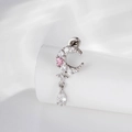 Ohrringe mit silbernem Mond, Stern und rosa Zirkonia-Wassertropfen-Anhänger - Rosa