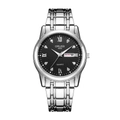 ORUSS men's quartz watch in silver stainless steel with black dial and day-date display - 980 Silver Black Dial