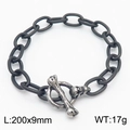 200mm skull OT buckle titanium steel Cuban link bracelet for men in retro punk style - Twisted Rope Texture Skull Bone Toggle Clasp Style (KB179419-Z)