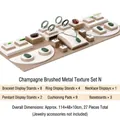 Champagne brushed texture jewelry display stand set with 27 pieces for rings and necklaces - Combination N (White/Champagne, 27pcs)