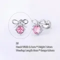 Orecchino a cerchio in argento con zircone rosa centrale e chiusura a vite - B03305b Argento Zircone Rosa Fiocco 5#