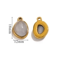 18k gold plated titanium necklace pendant with emerald cut natural stone 18x12mm - Gray