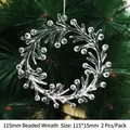 Christmas beaded garland ornament in clear acrylic for holiday tree decoration - 115mm Bead Wreath