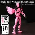 Pink 3D printed action figure with 13 movable joints and various black weapon accessories - Large Pink Black With 5 Weapons 3 Hands 1 Wing