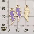 Purple enamel lightning bolt charms in 23x9mm size for DIY jewelry making - Lightning 7x20mm
