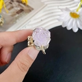 Pince à cheveux fleur dorée avec rose pailletée violette et détails en strass brillants - Violet