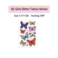 Glitter butterfly temporary tattoo stickers for girls, 7.5x11cm, model QC-016 - Exquisite Glitter Butterfly Series (QC-016)