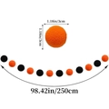 Halloween black and orange felt ball garland, 98.4in length with 1.18in fuzzy pom poms - Halloween Black Orange Pom Pom Garland