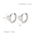 Silver stainless steel heart hoop earrings measuring 11mm in height with enamel detail - Silver