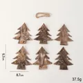 Set di 6 ciondoli a forma di albero di Natale in legno naturale con corda di canapa - Pendaglio in Legno a Forma di Albero di Natale (Set di 6)