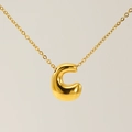 Collana chic con ciondolo a lettera C a bolla placcata in oro 18K con finitura lucida - Lettera C / Oro