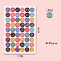 Sheet of 54 colorful exercise and lifestyle round icons for self-adhesive labeling - Fitness Icon Tracking Stickers
