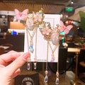 Pink gradient butterfly hair clip with golden tassels and pearls for girls - Dreamy Butterfly Pink (35)