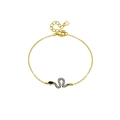 Bracciale in argento sterling S925 dorato con ciondolo a serpente e occhi in zircone nero - Catena / Catena d'Oro