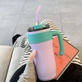 Lavender insulated water cup with 316 stainless steel and contrasting green handle - Purple 860ml