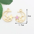 Zinc alloy moon and star charms in gold and purple enamel for DIY jewelry making - Purple Star Moon