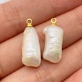 Handcrafted irregular baroque pearl pendants with gold rings for DIY jewelry design - Freshwater Pearl