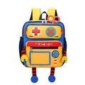 Robot themed kids backpack in yellow, blue and red colors with adjustable straps - Yellow