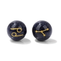 Blue sand beads with gold zodiac symbols for DIY jewelry making and bracelet beads - Cancer