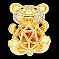 Golden teddy bear pendant with clear crystals and orange stone in geometric cage - Bear Shape Hollow Cage (12)
