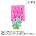 Pink coral-shaped silicone fondant mold with green branch design, 7x5.7x1.2cm size - #6--Pink Coral(15-338)