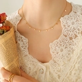 18K gold plated choker necklace with delicate triangle pendants worn on neck - Gold Triangle Necklace / 40+5cm