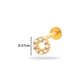 Golden internal thread labret with 0.57cm clear zircon cluster heart design - Round Wreath Design (0166-3#) / Gold