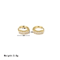Elegante goldene Creolen mit quadratischen Zirkoniasteinen, Außendurchmesser 16 mm - Gold-Weiher Zirkonia