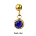 Detail of September birthstone charm with blue gem and gold finish for DIY jewelry - Gold - September