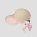 Cappello da sole estivo in paglia da donna con fiocco rosa e tesa larga - M(56-58cm) / Rosa