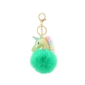 Llavero de unicornio de piel sintética con cuero holográfico y encaje en tonos pastel - 8cm Con Llavero Oro / Verde