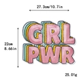 Grand écusson brodé GRL PWR en paillettes pour déco DIY avec mesures de taille - GRL PWR (Multicolore)