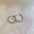 Minimalist silver hoop earrings with polished finish and snap closure on white fabric - 9# Ear Buckle - Silver - Circle