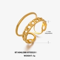 Minimalist double-layer adjustable golden stainless steel ring with chain design - Double Layered Chain Style / Gold