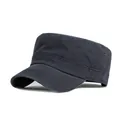 Navy blue washed cotton cadet cap with breathable eyelets and vintage minimalist style - Adjustable / Navy Blue
