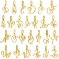 Set aus 26 goldenen Edelstahl-Alphabet-Herzanhängern in kunstvollen Schreibschriftstilen - Buchstabe A / Gold