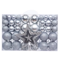 101tlg. silbernes Christbaumkugel-Set mit glitzerndem Finish und Baumspitze - 101 Stück/Pack (Mit Stern) / Silber