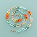 Colorful acrylic chain strap with gold lobster clasps in orange, mint, and yellow - B302-L Multicolor Mixed