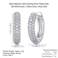 S925 silver 18K gold plated hoop earrings with double row moissanite stones - Silver/E13197