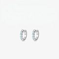 Minimalist S925 sterling silver hoop earrings with five turquoise beads and mirror reflection - Silver With Turquoise