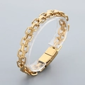 Bracciale punk da uomo in acciaio inossidabile dorato a doppia fila con chiusura magnetica - Stile A Oro (22cm)